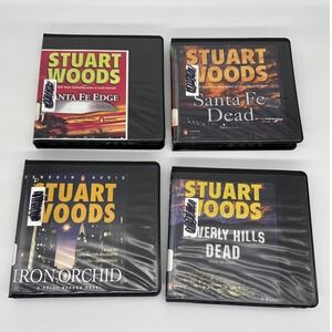 Stuart Woods 4 Audiobook CD Lot Titles Iron Orchid Santa Fe Dead Beverly Hills‎